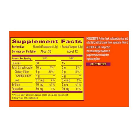 Metamucil, 4-In-1 Fiber Powder Orange, 72 Tablespoons