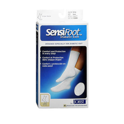 Jobst, Sensifoot Men's And Women's Crew Style Diabetic White Socks, Small each