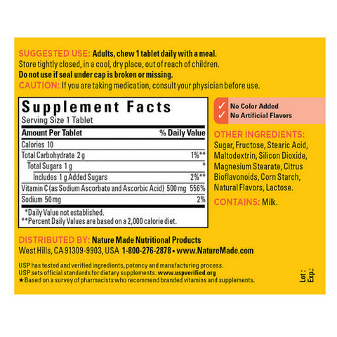 Nature Made, Nature Made Vitamin C Chewables Orange, 500 mg, 60 tabs