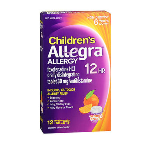 Allegra, Childrens 12 Hour Allergy Relief, Orange Cream 12 tabs