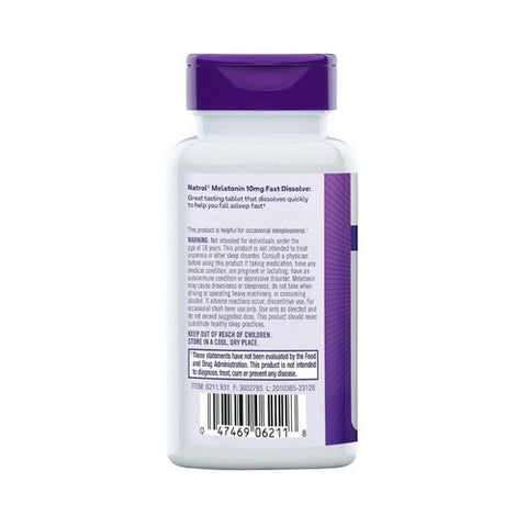 Natrol, Fast Dissolve Melatonin, 10 Mg, 60 Count