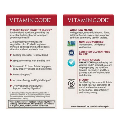 Garden of Life, Vitamin code, Healthy Blood 60 vcaps