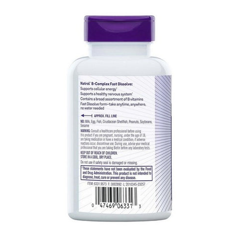 Natrol, B-Complex Fast Dissolve Coconut Natural Flavor, 90 TABS