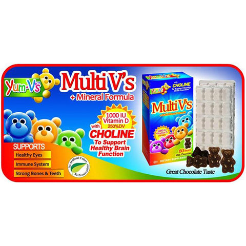 Yum-V's, Kids Multi Vitamin With Multi Mineral Formula Milk Chocolate, Milk Chocolate 60 Chews