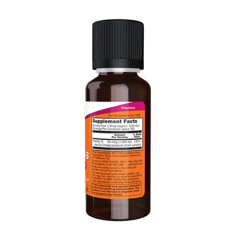 Now Foods, Vitamin D-3 Liquid Extra Strength, 1000 iu, 1 oz