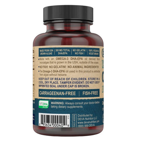 Deva Nutrition, Vegan Omega-3 DHA-EPA, 300 MG, 90 SOFTGELS