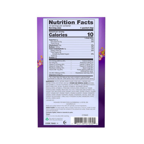 Now Foods, Slender Sticks Active, Grape 12 sticks