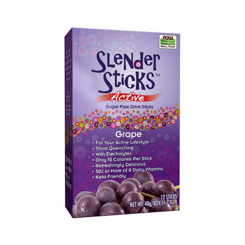 Now Foods, Slender Sticks Active, Grape 12 sticks