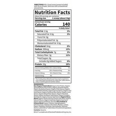 Garden of Life, Garden Of Life Raw Protein - Real Raw Vanilla Spiced Chai, 630 Grams