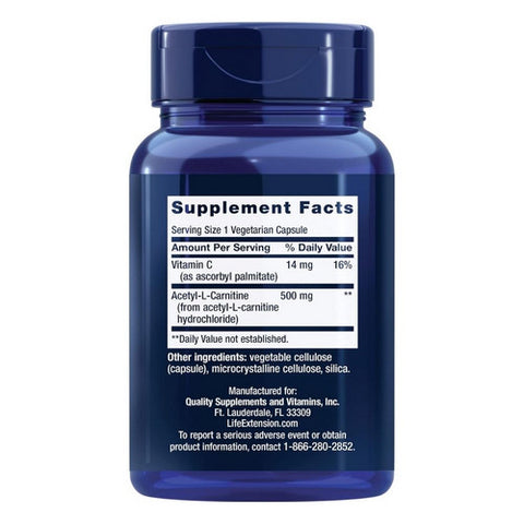 Life Extension, Acetyl L Carnitine, 500 mg, 100 Vcaps