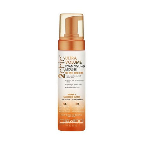 Giovanni Cosmetics, 2chic Ultra Volume Tangerine and Papaya Butter Foam Styling Mousse, 7 oz