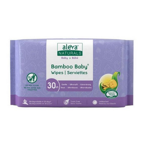 Aleva Naturals, Bamboo Baby Wipes Travel Size, 30 Ct