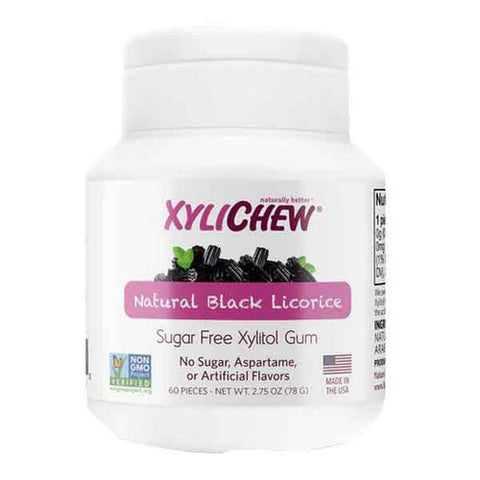 Xylichew, Xylitol Chewing Gum Natural Black Licorice, 60 Ct