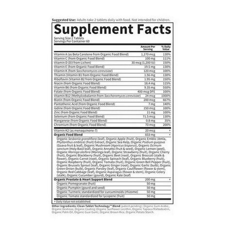 Garden of Life, Organics Mens 40 Plus Multi, 120 Tabs