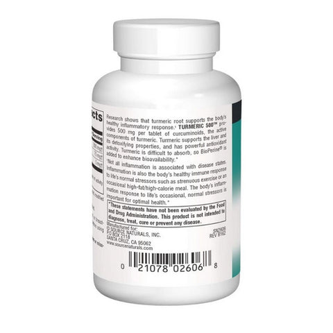 Source Naturals, Turmeric 500, 500 mg, 60 Tabs