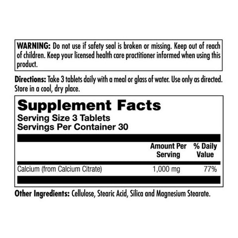 Kal, Calcium Citrate 1000, 180 Tabs