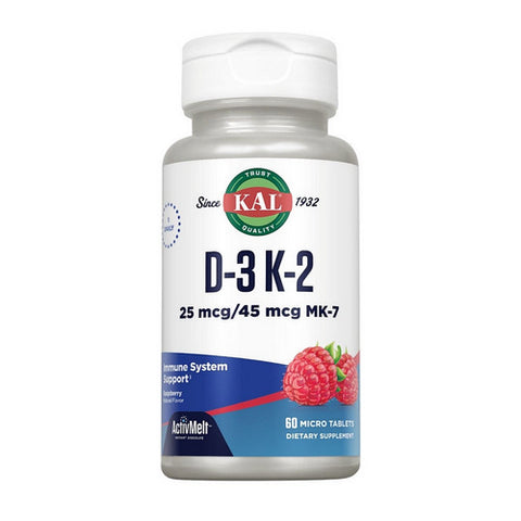 Kal, D-3 K-2 ActivMelt, 1,000 IU, Red Raspberry 60 Tabs