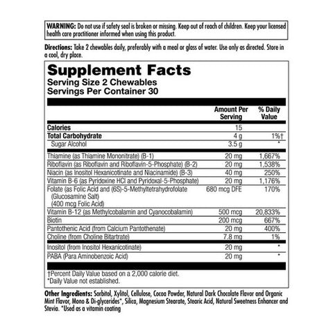 Kal, Coenzyme B-Complex, Cocoa Mint 60 Chews