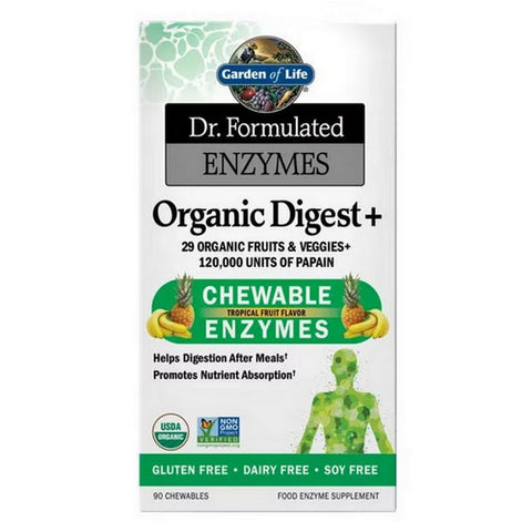 Garden of Life, Dr. Formulated Enzynes Organic Digest+, Tropical Fruit 90 Chews