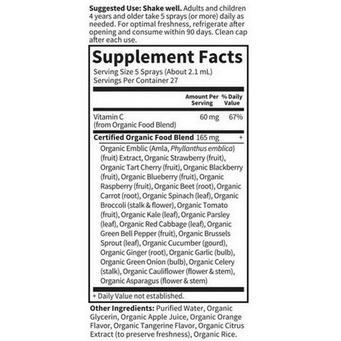 Garden of Life, Vitamin C Organic Spray Orange Tangerine Liquid, Orange-Tangerine 2 fl oz