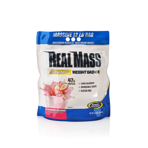 Gaspari Nutrition, Real Mass, Strawberry Milkshake 12 lbs