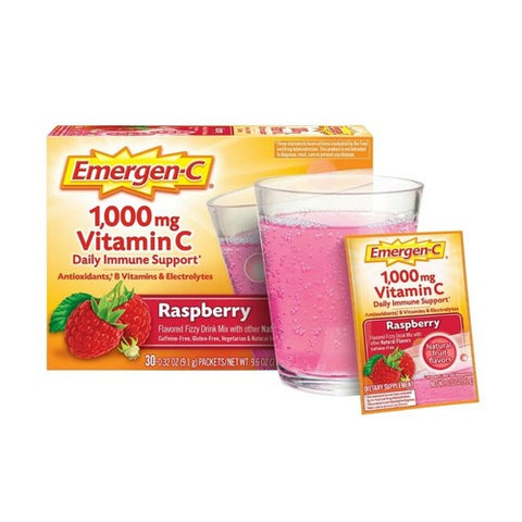Emergen-C, Daily Immune Support Vitamin C Fizzy Drink Mix Raspberry, Pack Of 30 Emergen-C