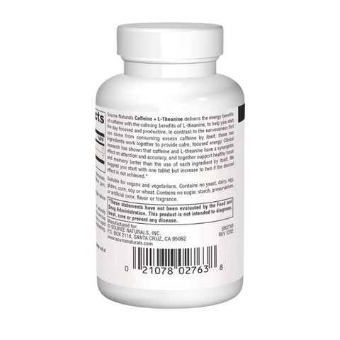 Source Naturals, Caffeine+ L-Theanine, 60 Tabs