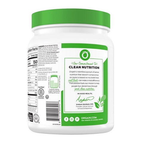 Orgain, Organic Plant Based Protein Powder, Sweet Vanilla Bean 1.02 lbs