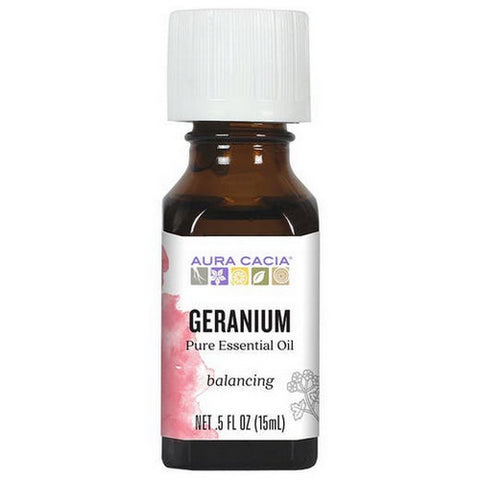 Aura Cacia, 100% Pure Essential Oil Geranium, (pelargonium graveolens) 0.5 Fl Oz