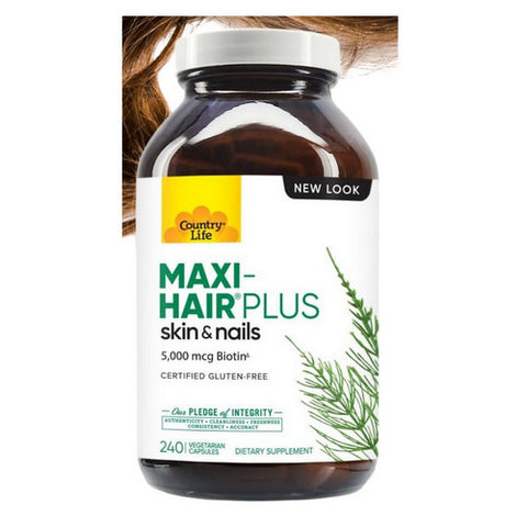 Country Life, Maxi Hair Plus Biotin, 5000 mcg, 240 Veg Caps