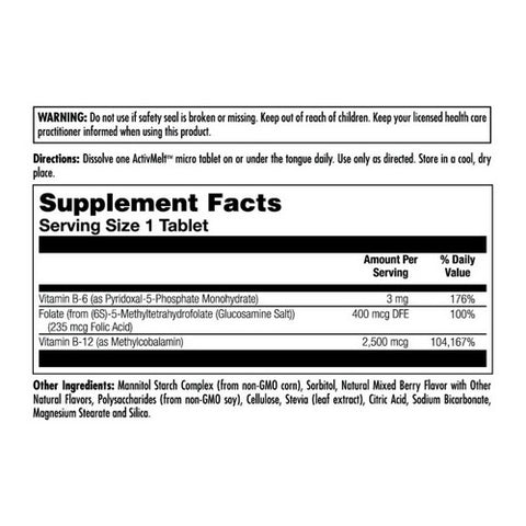 Kal, B6 B12 Methyl Folate, 60 Count
