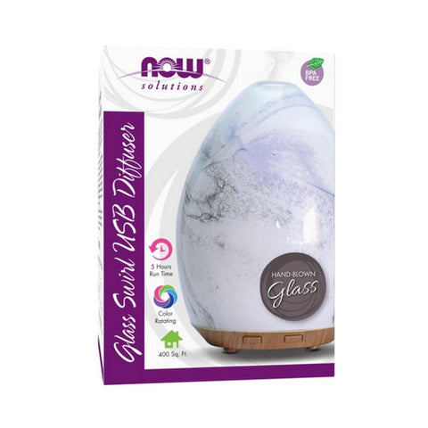 Now Foods, Ultrasonic Glass Swirl USB Oil Diffuser, 1 Each