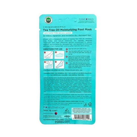 Earth Therapeutics, Tea Tree Oil Moisturizing Foot Mask, 1 Unit