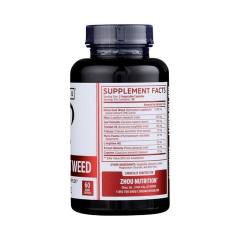 Zhou Nutrition, Horny Goat Weed Sexual Energy Complex, 60 Veg Caps