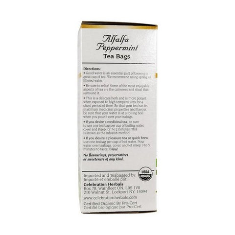 Celebration Herbals, Organic Alfalfa Peppermint Tea, 24 Bags