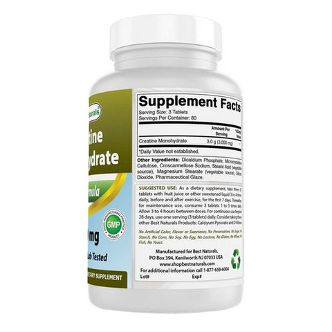 Best Naturals, Creatine Monohydrate, 1000 mg, 240 Tabs