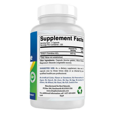 Best Naturals, Acetyl L-Carnitine, 500 mg, 120 Caps