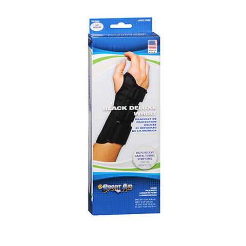 Sport Aid, Black Deluxe Wrist Left Medium, 1 Each