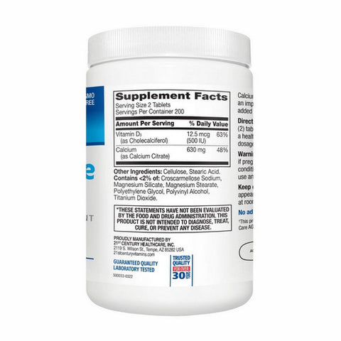 21st Century, 21st Century Calcium Citrate + D Caplets, 400 Tabs