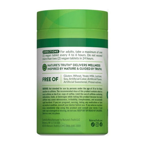Nature's Truth, Caffeine Plus Green Tea Extract, 200 Mg, 120 Tabs Nature's Truth