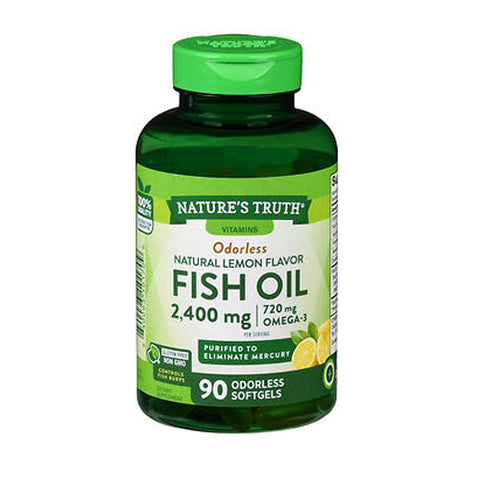 Nature's Truth, Odorless Fish Oil Omega-3 Softgels, 2400 Mg, 90 Caps
