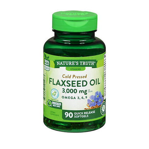 Nature's Truth, Cold Pressed Flaxseed Oil Omega 3, 6 & 9 Quick Release Softgels, 3000 Mg, 90 Caps