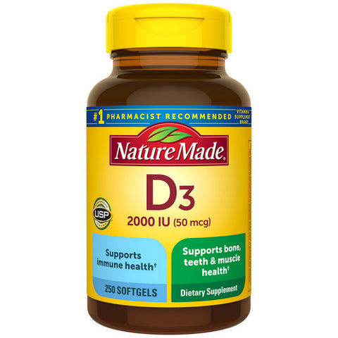 Nature Made, Vitamin D3, 2000 IU, 250 Caps