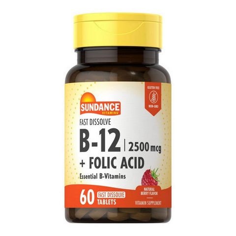 Sundance, B-12 + Folic Acid Fast Dissolve Tablets, 60 Tabs