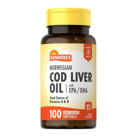 Sundance, Norwegian Cod Liver Oil With EPA-DHA Quick Release Softgels, 100 Tabs