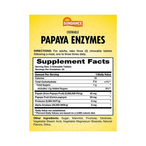Sundance, Chewable Papaya Enzyme Tablets, 100 Tabs