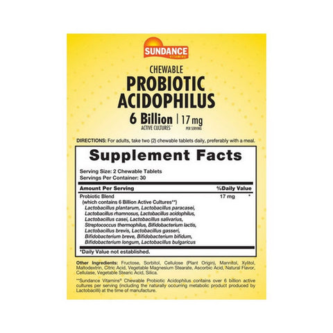Sundance, Probiotic Acidophilus Chewable Tablets, 60 Tabs