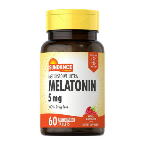 Sundance, Ultra Melatonin Fast Dissolve Tablets Natural Berry Flavor, 5 mg, 60 Tabs
