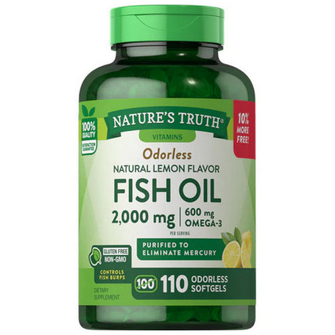 Nature's Truth, Vitamins Odorless Fish Oil Softgels Lemon Flavor, 2000 Mg, 110 Caps