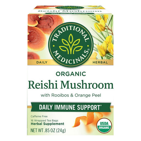 Traditional Medicinals, Organic Reishi Mushroom With Rooibos And Orange Peel Tea, 16 Bags